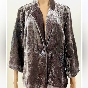 J Jill Crushed Velvet Blazer Gray Sz 14 Women Elegant Designer Blazer